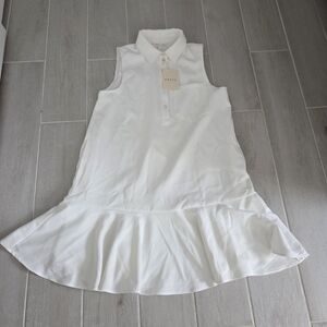 White Sleeveless Ruffle Hem Dress